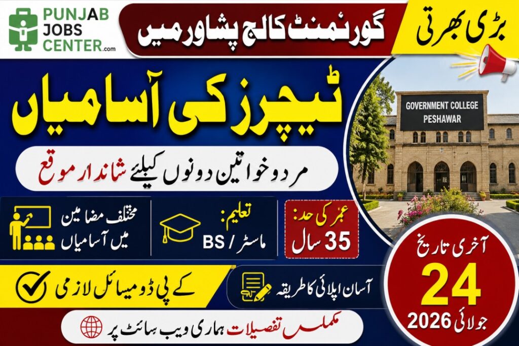 Government College Peshawar Jobs 2026