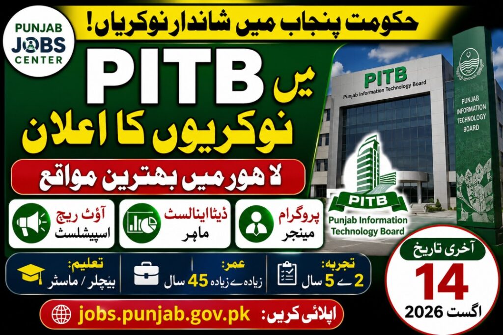 PITB Lahore Jobs 2026 Announced