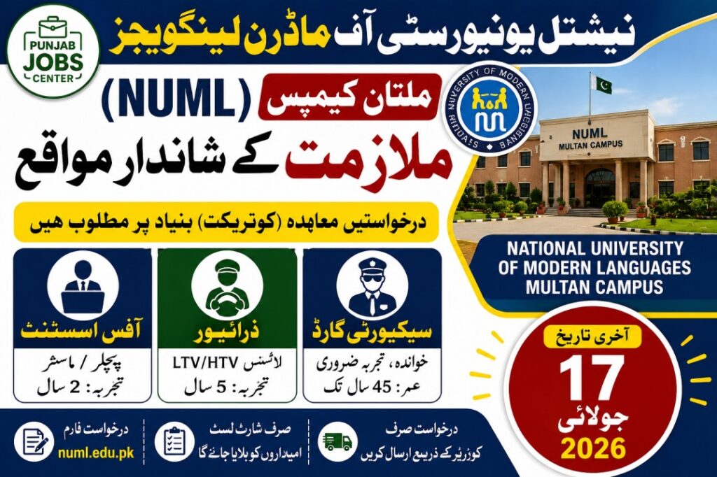 National University of Modern Languages (NUML) Multan Jobs 2026