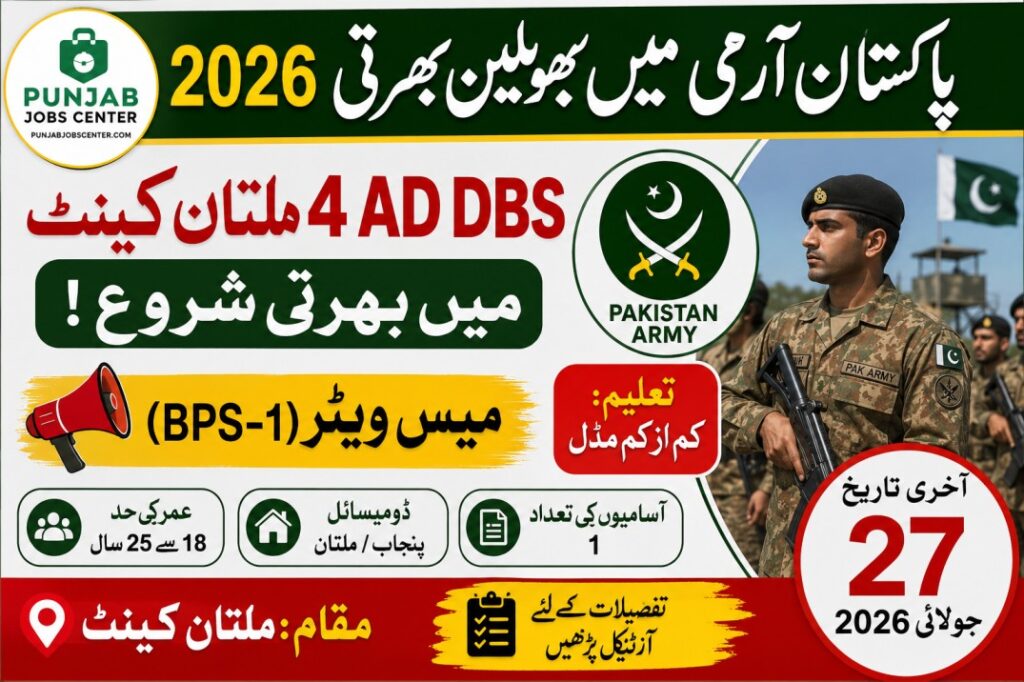 4 AD DBS Multan Cantt Jobs 2026