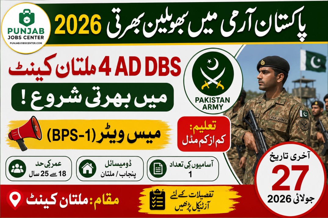 4 AD DBS Multan Cantt Jobs 2026