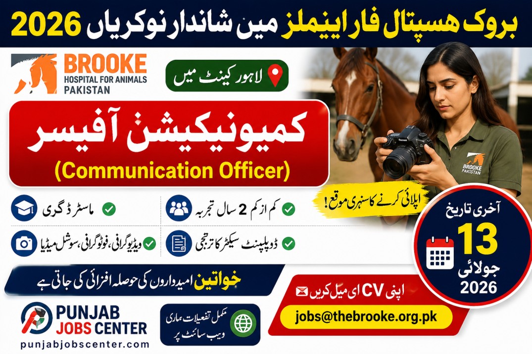 Brooke Hospital for Animals Communication Officer Jobs 2026 in Lahore – Apply Before 13 July