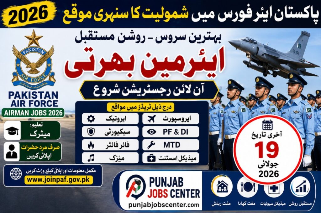 Pakistan Air Force PAF Airman Jobs 2026 Announced – Online Registration Open Across Pakistan