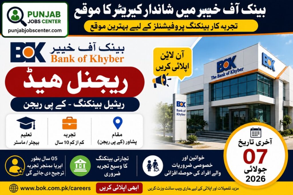 Bank of Khyber BOK Regional Head Retail Banking Jobs 2026 in Peshawar – Apply Online Before 07 July
