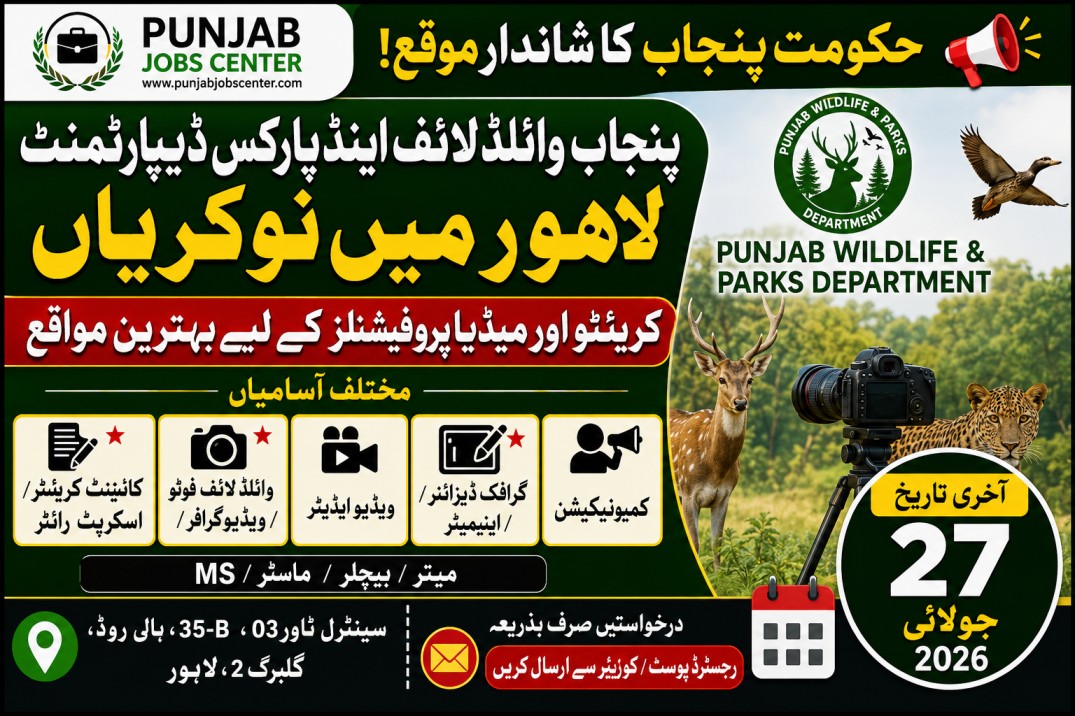 Punjab Wildlife & Parks Department Lahore Jobs 2026 – Contract Career Opportunities for Creative Media Professionals